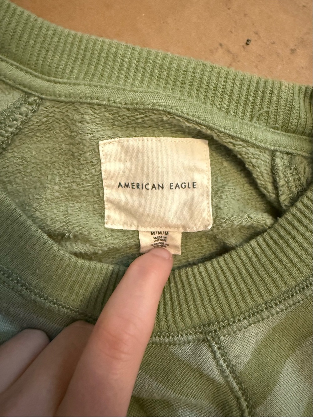 American Eagle Outfitters Olive Green Striped Cropped Sweatshirt - Picture 3 of 3